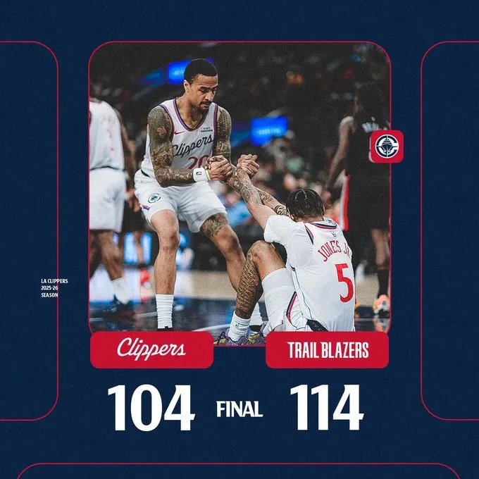 华体会体育赛事-快船分享本场比赛失利海报，球队常规赛战绩来到39胜37负